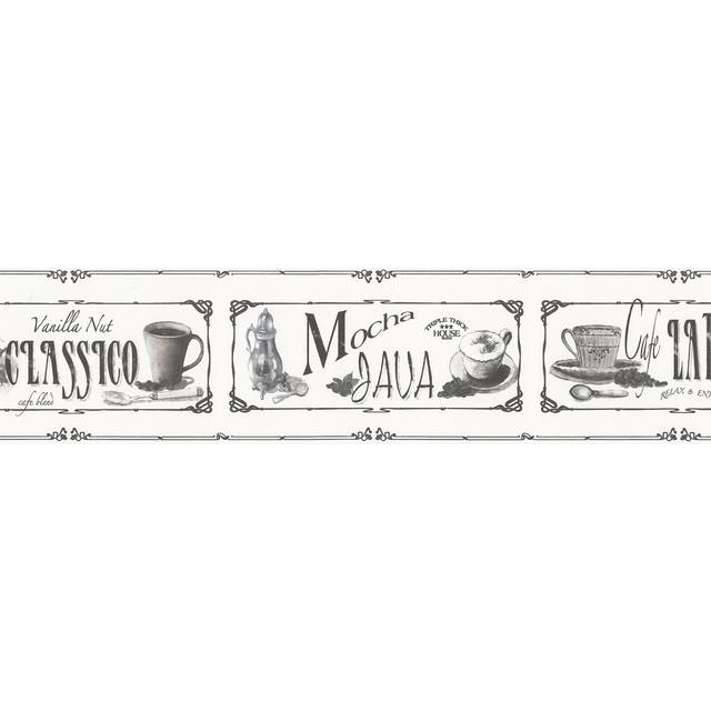 Stanaford Coffee Wallpaper Border - White (457cm L X 13.25cm W)