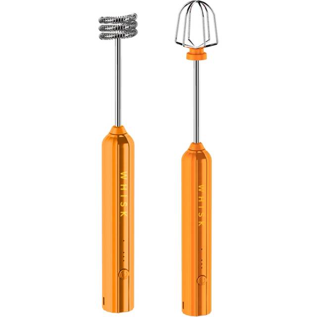 USB Rechargeable Electric Whisk Egg Beater Handheld Coffee Blender Household Milk Shaker Mixer Frother Foamer Orange