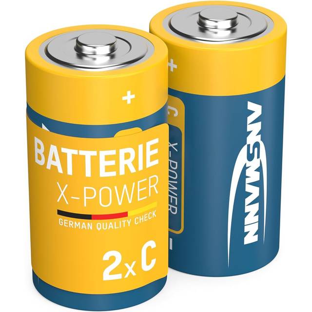 Ansmann c size batteries [pack of 2] long lasting alkaline disposable c type 1.