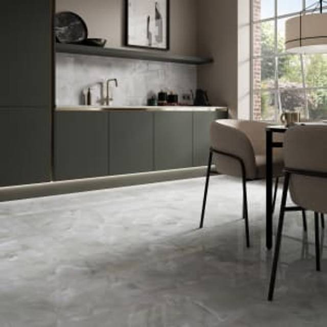 Wickes Onyx Grey Ice Polished Porcelain Wall & Floor Tile - 600 x 600mm