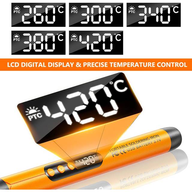 Portable Electric USB Soldering Iron Multifunctional Intelligent Soldering Welding Pen with orange