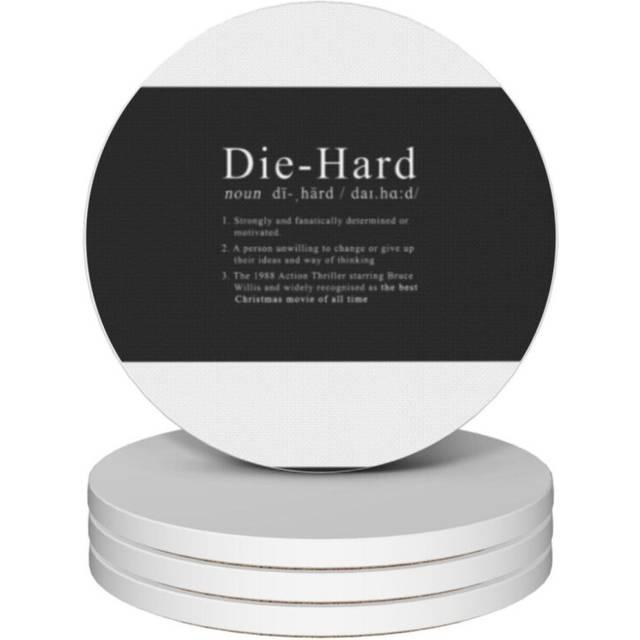 (DIE HARD IS A CHRISTMAS MOVIE - Die Hard, Cult Film, Christmas Movie, White Text=2220) Ceramic Coasters Set of 4 Xmas for Drink Wine Beer Bar with Co