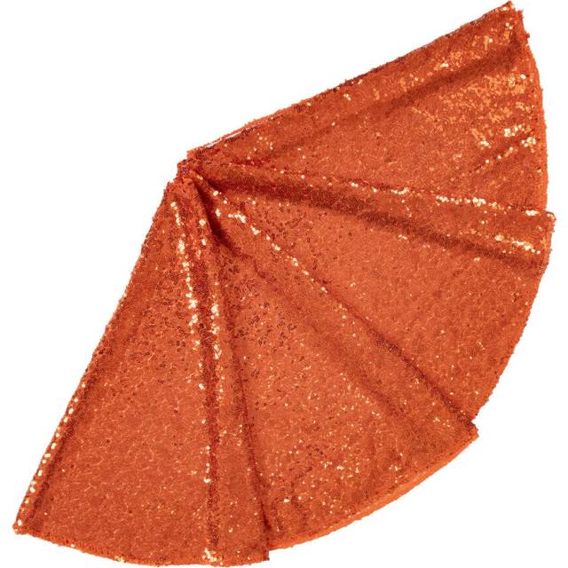 ShinyBeauty 48-Inch Embroidery Sequin Christmas Tree Skirt  Orange