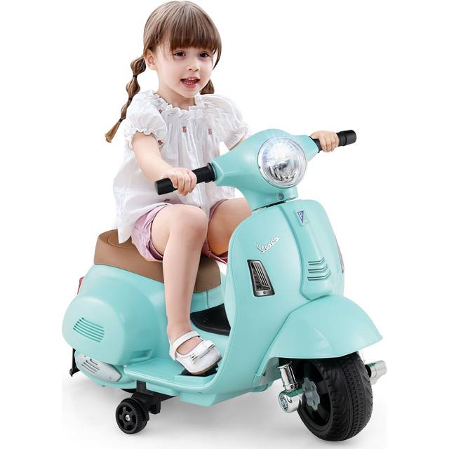 6V Kids Ride on Motorcycle Vespa Licensed with Lights and Horn Sound-Green