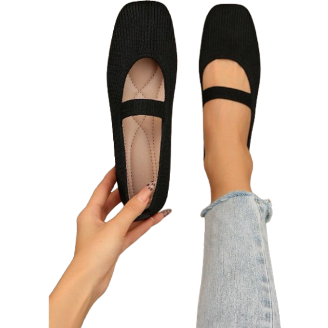SHEIN Woven Mary Jane Flats, Strap Knit Square Toe Casual Shoes For Women, Spring/Summer