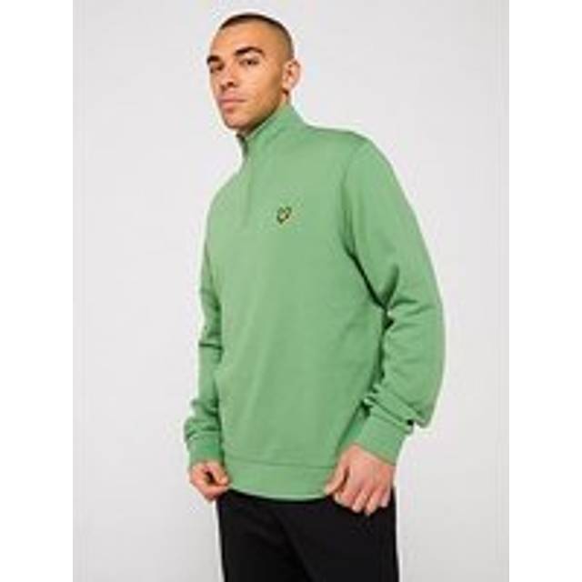 Lyle & Scott – Grön sweatshirt i fransk frotté med kvartslång dragkedja-Grön/a