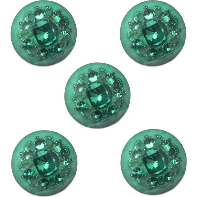 HAND No.6 Green Luxurious Fashion Crystal Buttons 15 mm Diameter - Pack of 5