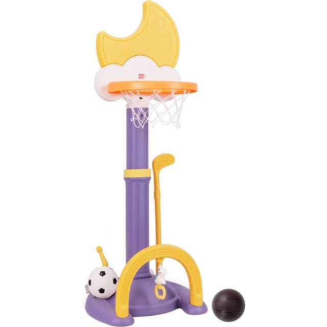 4-In-1 Kids Basketball Hoop with Adjustable Height for Kids-Yellow