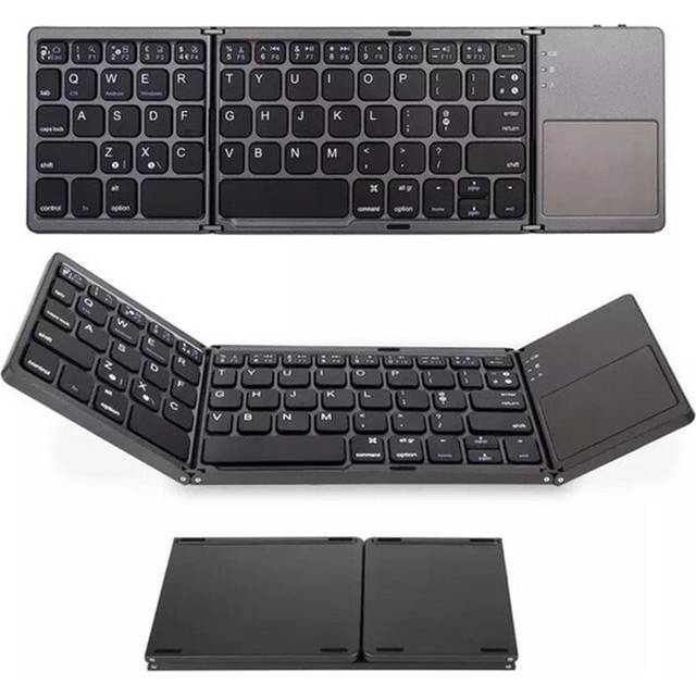 (black) Three-fold mini portable Bluetooth keyboard with trackpad