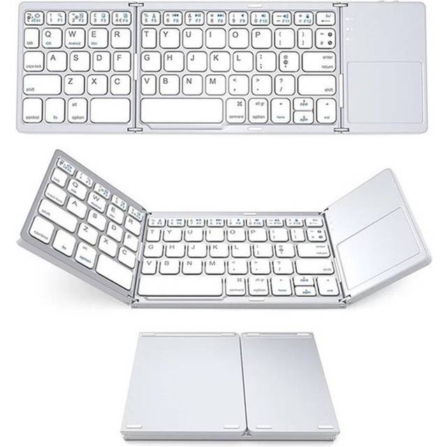 (silver) Three-fold mini portable Bluetooth keyboard with trackpad
