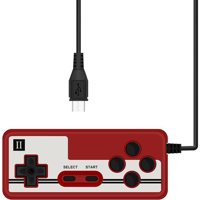(Red) Retro Portable Mini Handheld Wired Joystick remote gamepad for FC Game
