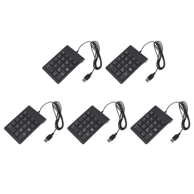 5X Mini USB Wired Numeric Keypad Numpad 18 Keys Digital Keyboard for Accounting Teller Laptop Android (Black)