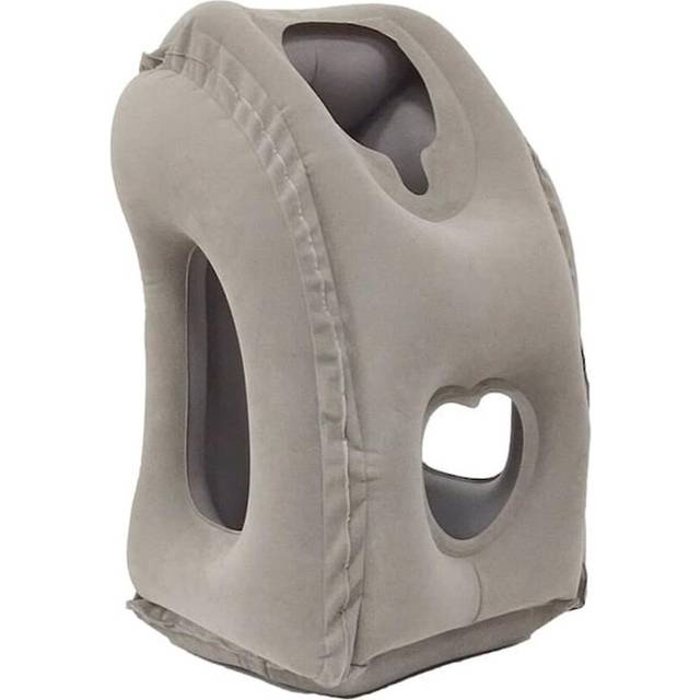 (Gray, One size) Travel Pillow Upgraded Air Cushion Inflatable Bolster Headrest Nap Pillows For Airplane Plane Cushions Soft Chin Support - Jxlgv