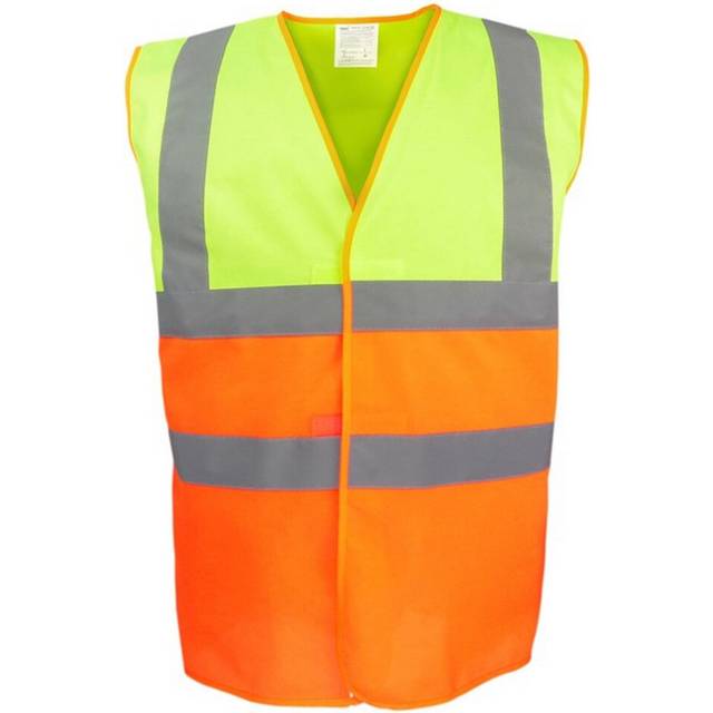 (M, Yellow/Orange) Yoko Unisex Adult Two Tone Hi-Vis Vest