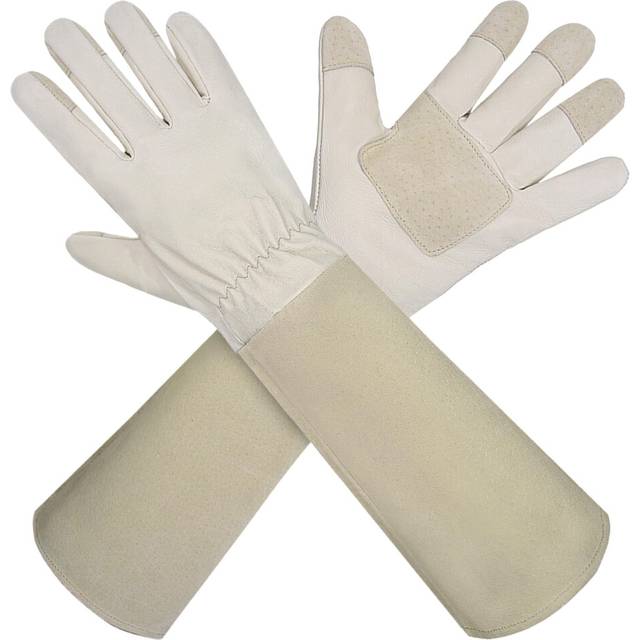 HLDD HANDLANDY Long Sleeve Leather Gardening Gloves Puncture resistant Breathable Pigskin Leather Gauntlet Rose Pruning Floral Gauntlet Garden Gloves