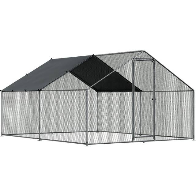 Walk-In Galvanized Steel Chicken Run with Roof Cover & PVC Coated Chicken Wire 3 x 4 x 2m