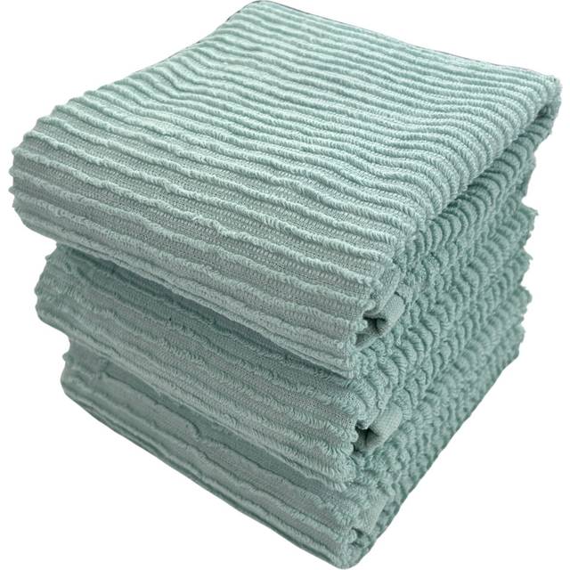 Seafoam Light Sage Aqua Mineral Green Kitchen Hand Dish Towels: Oversized 28 x 18  100% Cotton Cloth Soft Cleaning Drying Absorbent Ribbed Design