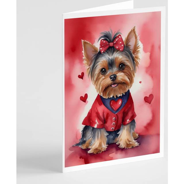 Caroline's Treasures DAC5463GCA7P Yorkshire Terrier My Valentine Greeting Cards Pack of 8 Blank Cards with Envelopes Whimsical A7 Size 5x7 Blank Note