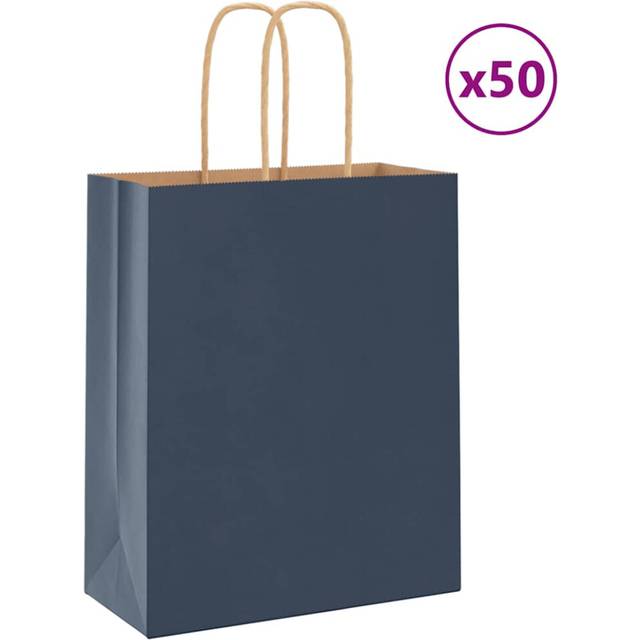 vidaXL Paper Bags 50 pcs with Handles Blue 18x8x22 cm