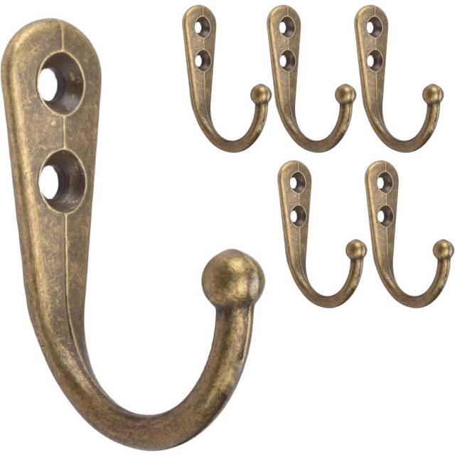 Alele Single Prong Hook Hanger Robe Towel Hooks Zinc Die Cast  Set of 6 (Single Prong Hook 6p)
