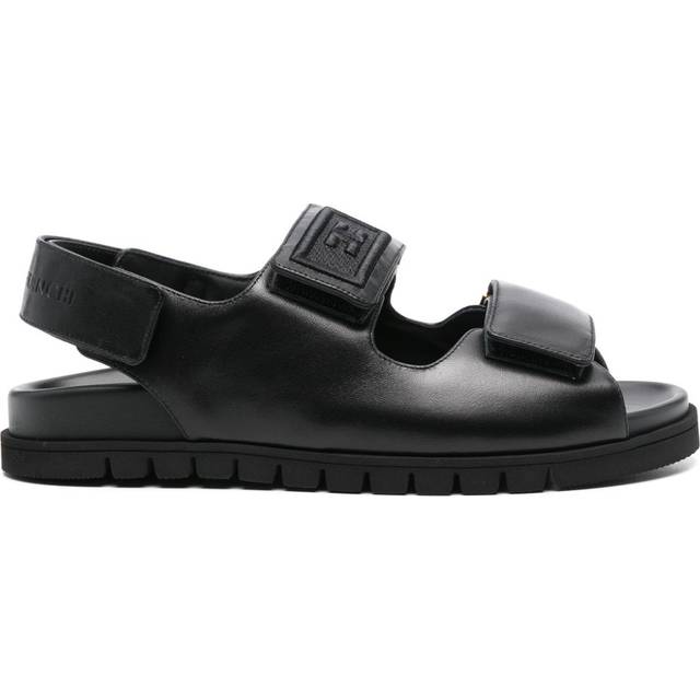 Elisabetta Franchi - leather flat sandals - women - Calf Leather/Calf Leather/Rubber - 38 - Black