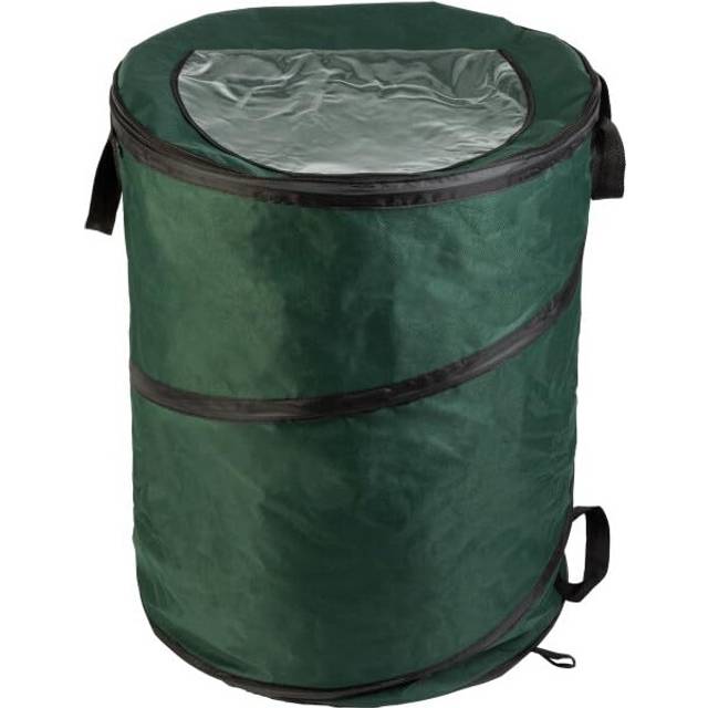 Wakeman Outdoor Trash Can - 46-Gallon Collapsible Garbage Can with 3 Stakes - Pop Up Trash Can for Camping  Storage  or Yard Waste Outdoors (Green)