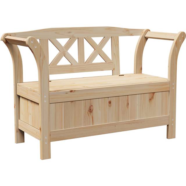 Förvaringsbänk för trädgården 119x76x44 cm Massivt tallträ