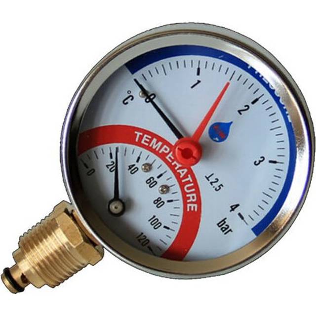 AIM - 80mm Dial 0-120c 0-6 Bar Side Entry Temperature Pressure Gauge 1/2inch Bsp Thermomanometer