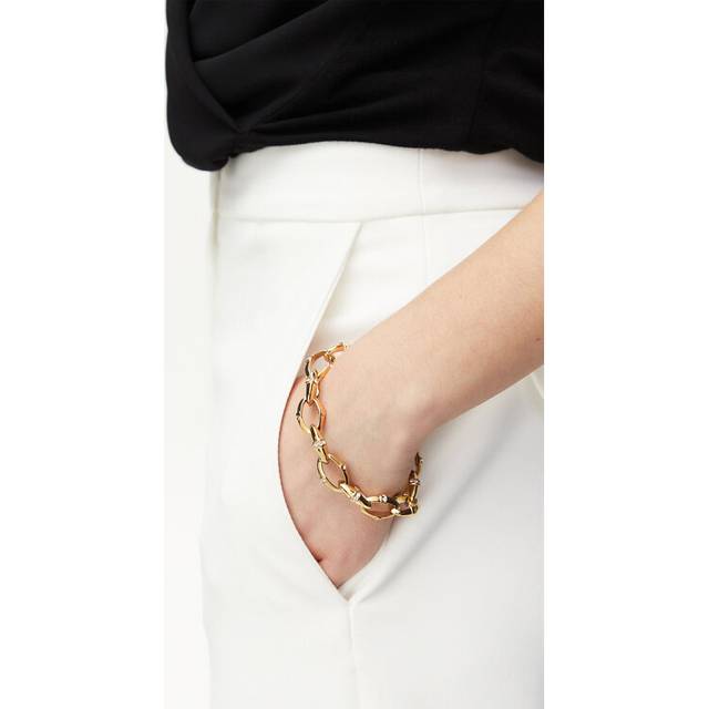 Guess Bamboo Multilink Crystal Gold Tone Bracelet