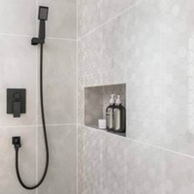 Melford Marble Light & Dark Grey DÃ©cor Matt Glazed Ceramic Hexagon Wall Tile - 300mm x 600mm Light Grey Johnson Tiles