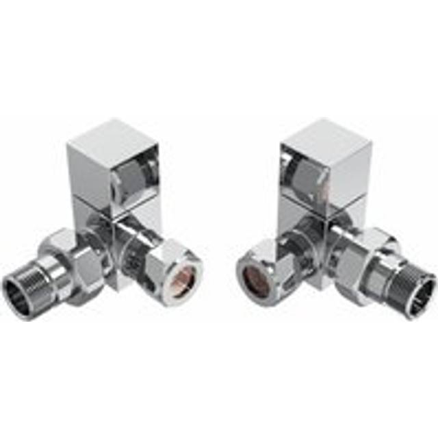 NRG - Designer Bathroom Radiator Heated Towel Rail Valves Chrome Pair Square Corner
