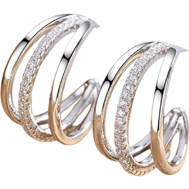 SHEIN Cubic Zirconia Decor Cuff Hoop Earrings