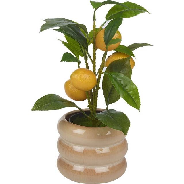 (Beige Gloss ) 9cm Artificial Citrus Lemon Fruit Tree In Pot
