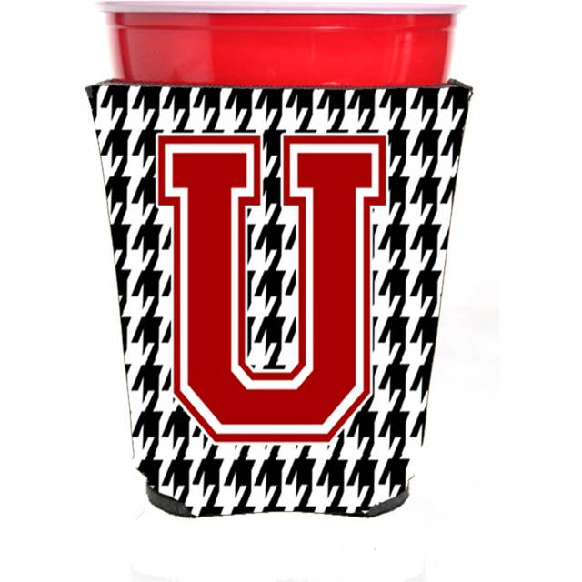 Monogram - Houndstooth  Initial  U Red Solo Cup Beverage Insulator Hugger CJ1021U-RSC