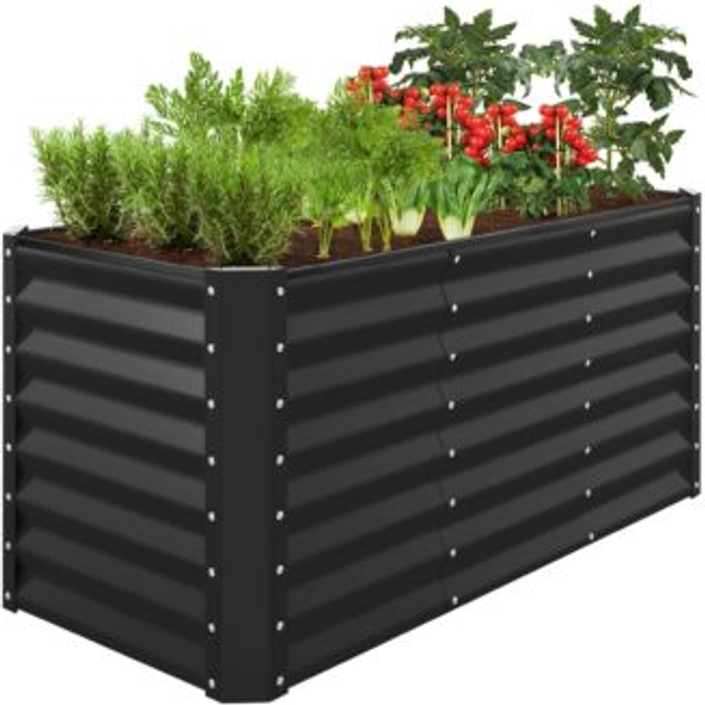 Best Choice Products 4x2x2ft Outdoor Metal Raised Garden Bed  Deep Root Planter Box for Vegetables  Flowers  Herbs w/ 119 Gallon Capacity - Black