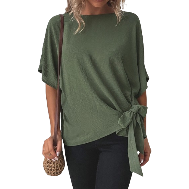 SHEIN Batwing Sleeve Knot Side Blouse