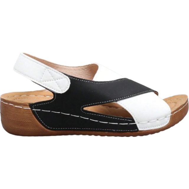 SHEIN New Style Women&#39;s Open Toe Back Strap Sandals, Lightweight Stitched Casual Comfortable Wedge Heel Thick Bottom Platform Sandals (Polyurethane Sole Wit