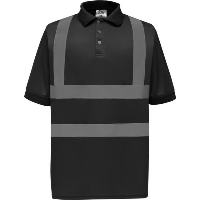(L, Black) Yoko Hi-Vis Short Sleeve Polo Shirt / Mens Workwear