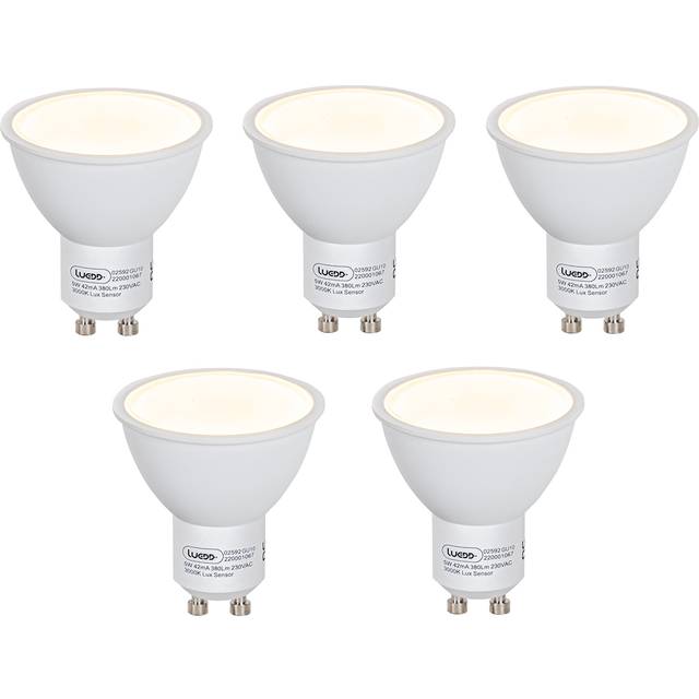 Luedd - Set of 5 GU10 led Bulbs with Dusk Sensor 5W 380lm 3000K