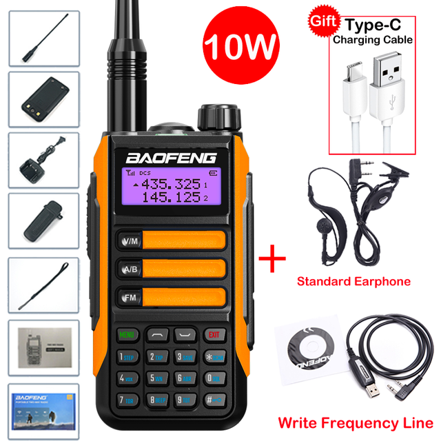 (Orange-Package 3) UV-16 Max IP68 Waterproof Walkie Talkie Dual Band High Power CB Radio Vhf Uhf CB Ham Radio Long Range