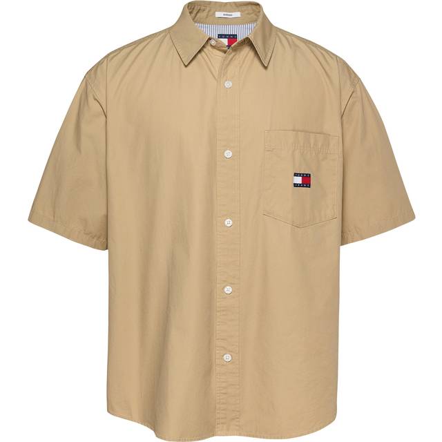 Tommy Hilfiger, Skjorta, Herr, L, Bomull, Klassisk bomullsskjorta med logoficka - beige (L)