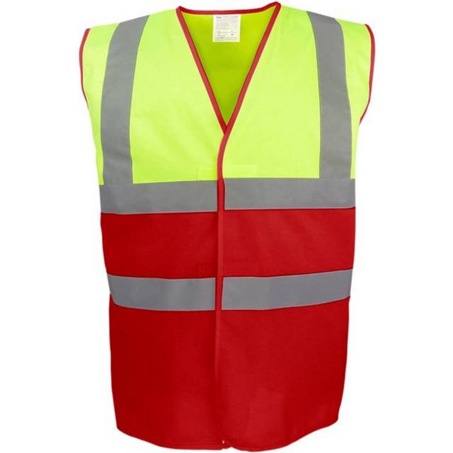 (3XL, Yellow/Red) Yoko Unisex Adult Two Tone Hi-Vis Vest