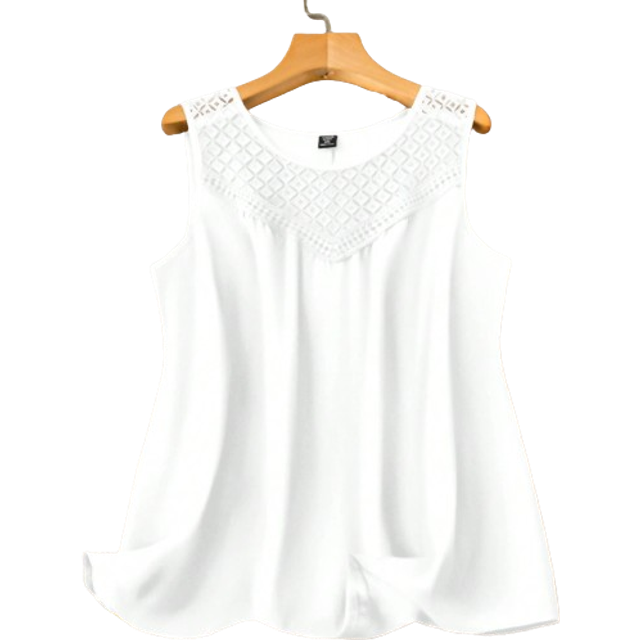 SHEIN Plus Contrast Lace Tank Top For Summer
