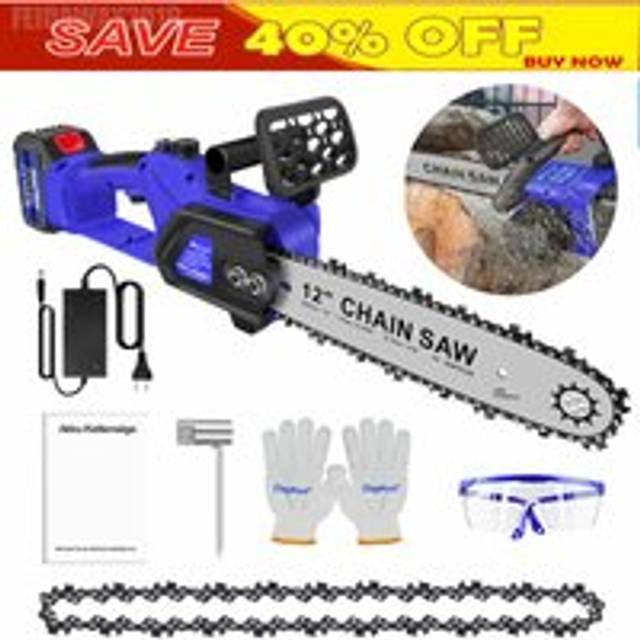21V Cordless Chainsaw Portable Handheld Saw for Gardening Pruning Tree Battery