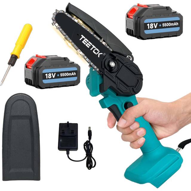 Mini Chainsaw, 4 Inch Electric Branch Saw,2x 5.5A Batteryï¼Compatible with Makita Battery