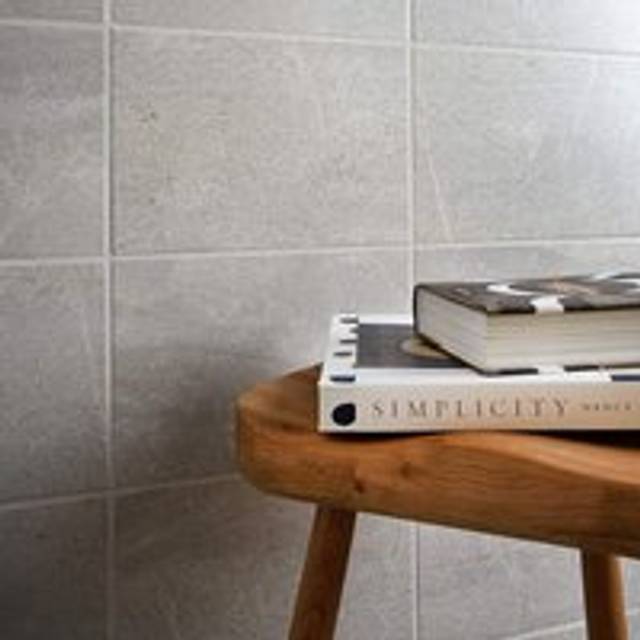 Classics Slate Effect Satin Glazed Ceramic Wall Tile - 300mm x 200mm Grey Johnson Tiles