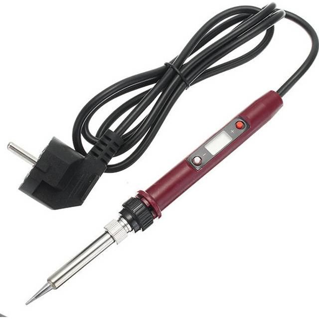 (Red, EU Plug) 80W LCD Digital Thermostat Adjustable Lead Free Electric Soldering Iron Mini Soldering Station