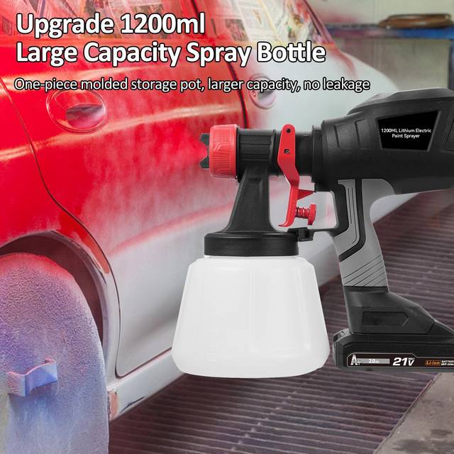 Electric Paint Sprayer with 2Pcs 21V 2.0Ah Batteries Spraying Machine with 4 Nozzle & 3 Spray JP black