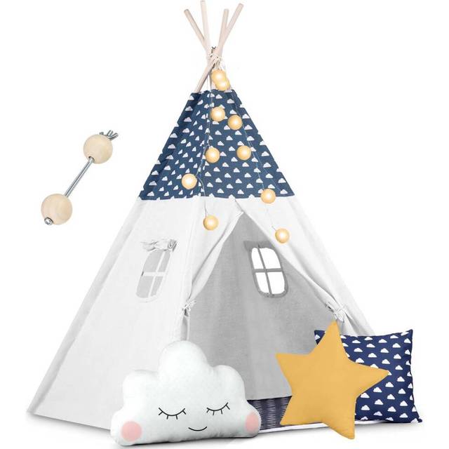 Children's tipi tent with string light Nukido - navy blue