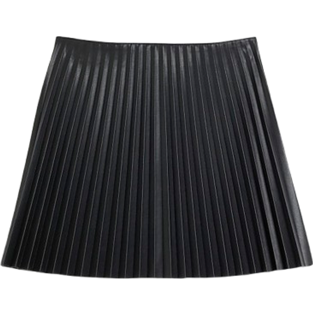River Island Womens Black Faux Leather Pleated Mini Skirt - 16